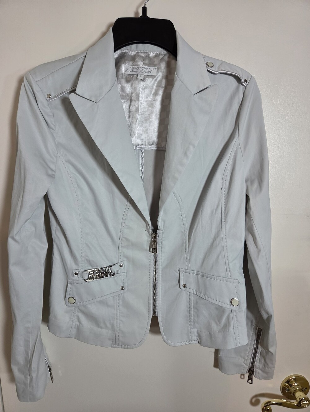 Specchio Pleats Moto Jacket Size L Y2K Futuristic Cyber McBling Industrial Chic